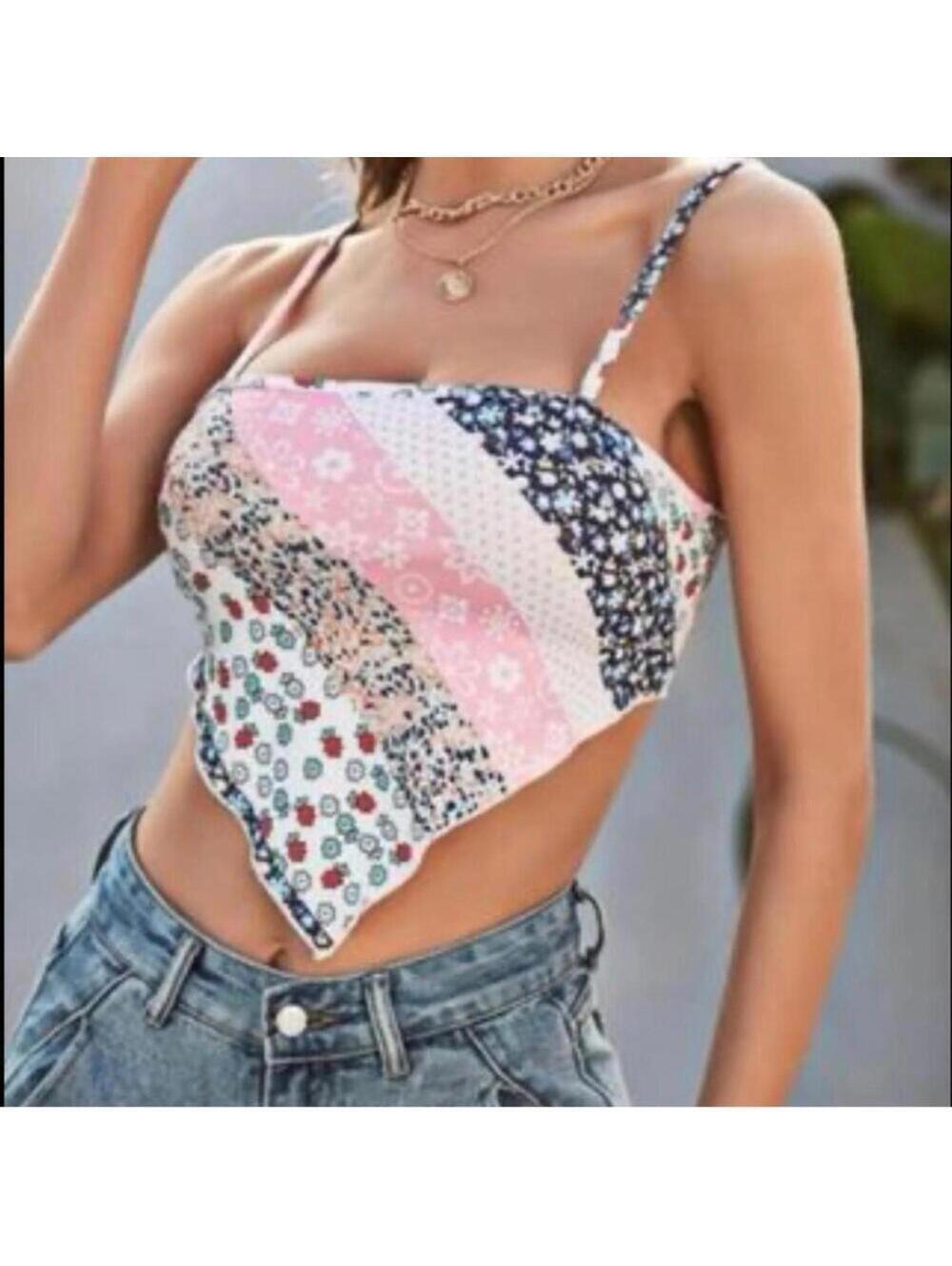 Brat Girl Bandana Printed Multi Design Tie Back Triangle Top Clubbing 90s Brat